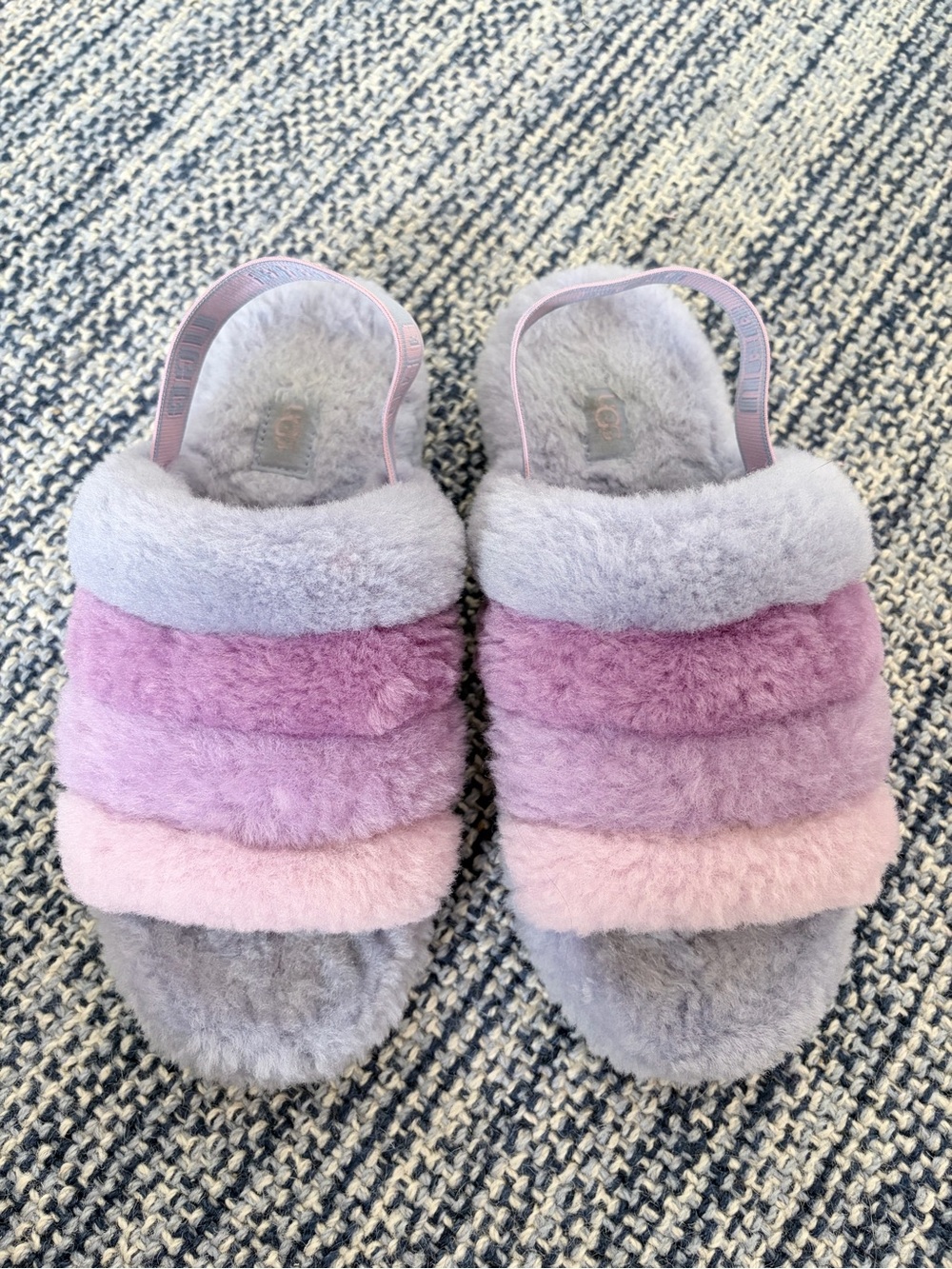 UGG Women's Multi-Tone Lavender Pink Purple Plush Slide Slippers